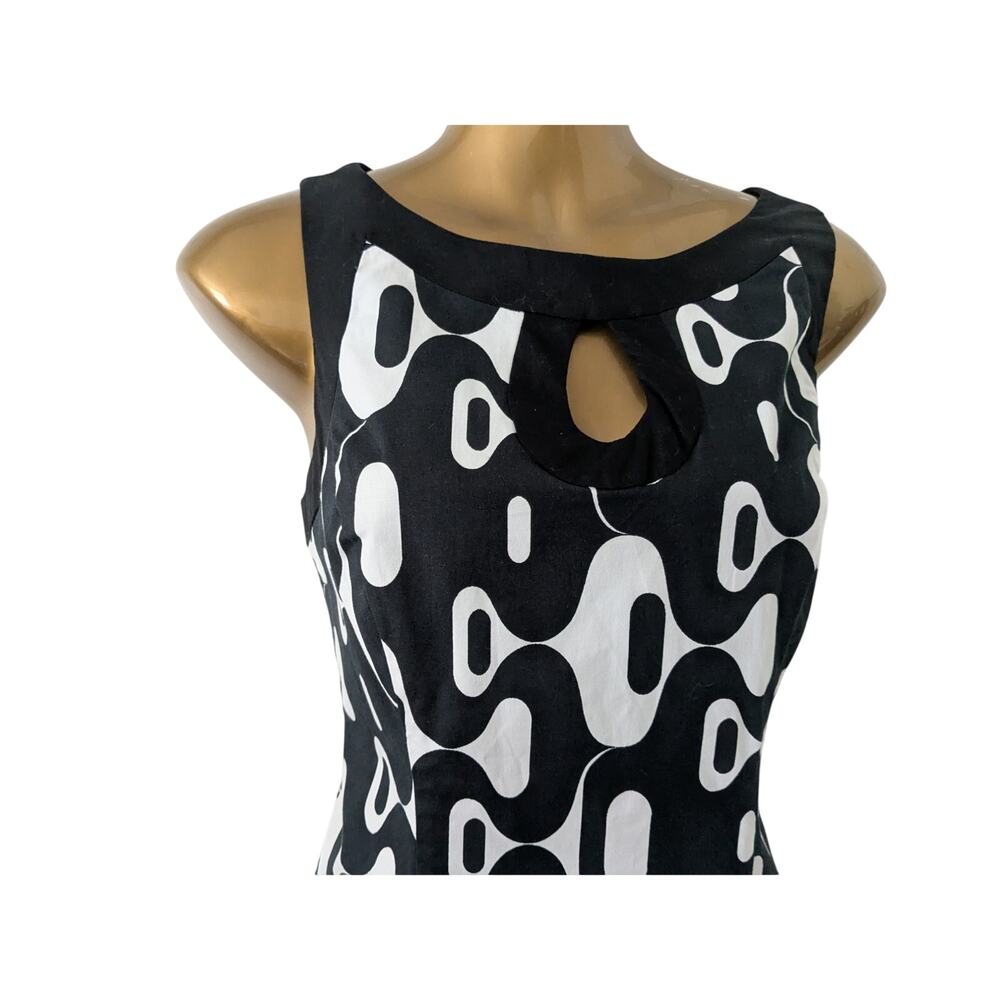 NWT Mica Sz 8 Black and White Abstract Print Dress - Picture 2 of 9